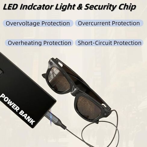 Upgraded RayBan Meta Charger Cable USB C 3.9 ft, Security Chip, LED Indicator, Power Bank, Phone, Laptop Charging, Tangle Free Cable Compatible with Wayfarer, Headliner, Skyler and Oakley Mate in Saudi Arabia