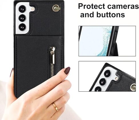 Crossbody Wallet Case for Samsung Galaxy S21+ Plus (Not S21) with Card Holder, Removable Shoulder Lanyard Strap Purse Cover for Samsung Galaxy S21 Plus Zipper Phone Case Black in Kuwait