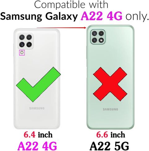 Asuwish Compatible with Samsung Galaxy A22 4G 6.4 inch Wallet Case and Tempered Glass Screen Protector Leather Flip Card Holder Cell Accessories Phone Cover for M32 M22 F22 A 22 22A G4 Women Men Red in Saudi Arabia