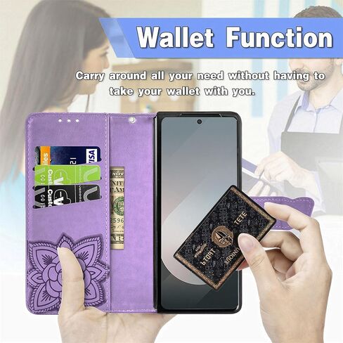 CCSMALL لـ Samsung Galaxy Z Fold 7 Wallet Case for Women Girls ، Floral Butterfly Pu Leather Flip Cover مع حامل فتحة بطاقة Samsung Z Fold7 Rhinestone Rose Gold in Kuwait