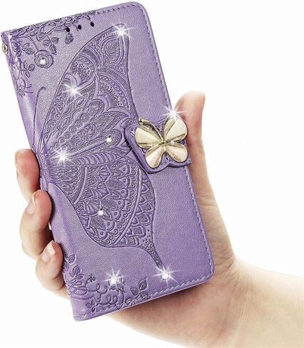 CCSMALL لـ Samsung Galaxy Z Fold 7 Wallet Case for Women Girls ، Floral Butterfly Pu Leather Flip Cover مع حامل فتحة بطاقة Samsung Z Fold7 Rhinestone Rose Gold in Kuwait