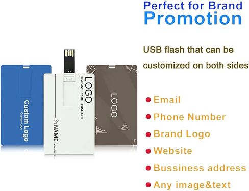 Card Shape Custom USB Flash Drive 32GB 3.0 25 Pack Customized Thumb Drive Credit Card Shape Customizable USB Drive Logo Print FEWINA Branding with Personalized USB Stick in Kuwait