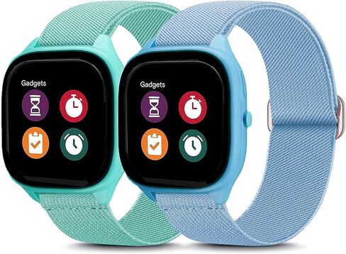 2 Pack Stretchy Nylon Compatible with Gizmo Watch Adventrue 3 2 1/Gabb 3e 3 2 1/SyncUP Watch 2 1 & Cosmo JrTrack 4/3/2 SE/2/JrTrack, 20mm Soft Breathable Strap for Small Wrist in Kuwait