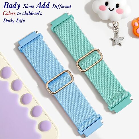 2 Pack Stretchy Nylon Compatible with Gizmo Watch Adventrue 3 2 1/Gabb 3e 3 2 1/SyncUP Watch 2 1 & Cosmo JrTrack 4/3/2 SE/2/JrTrack, 20mm Soft Breathable Strap for Small Wrist in Kuwait