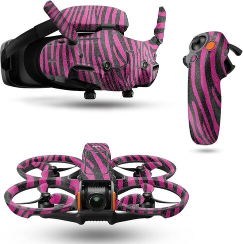 Glossy Glitter Drone Skin متوافق مع DJI Avata 2 Bundle (2024) - Pink Zebra - Premium 3M Vinyl Wrap Decal Cover - من السهل تطبيق | مصنوع في الولايات المتحدة الأمريكية من قبل Mayyskins in Kuwait
