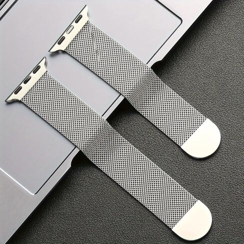 الشبكة المعدنية الشبكية متوافقة مع شريط Apple Watch 38mm 40mm 41mm 42mm 44mm 45mm 46mm 46mm 49mm شريط حلقة مغناطيسية من الفولاذ المقاوم للصدأ لـ iWatch Ultra/2 Series 10/9/8/Se/7/6/5/1/3/2/2. in Saudi Arabia