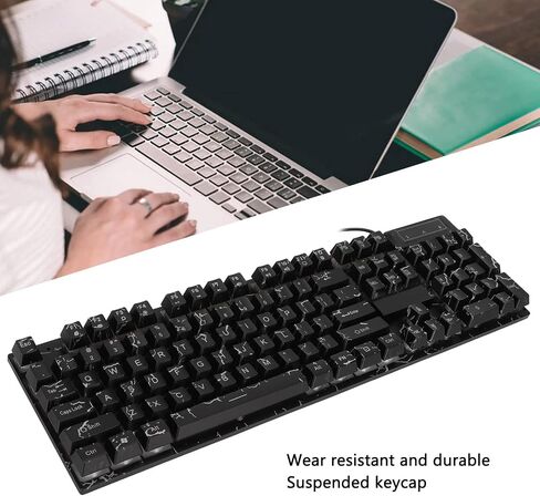 لوحة مفاتيح ألعاب ميكانيكية سلكية USB ، 104 مفاتيح RGB لوحة مفاتيح ميكانيكية ملونة ملونة مع كبسولات مفاتيح معلقة لجهاز الكمبيوتر in Saudi Arabia