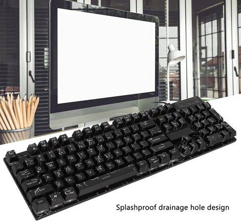 لوحة مفاتيح ألعاب ميكانيكية سلكية USB ، 104 مفاتيح RGB لوحة مفاتيح ميكانيكية ملونة ملونة مع كبسولات مفاتيح معلقة لجهاز الكمبيوتر in Saudi Arabia