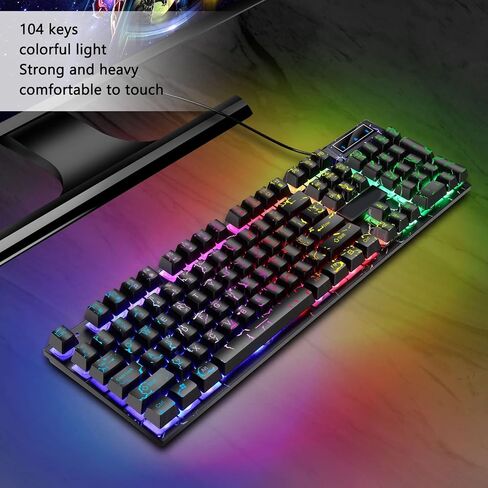 لوحة مفاتيح ألعاب ميكانيكية سلكية USB ، 104 مفاتيح RGB لوحة مفاتيح ميكانيكية ملونة ملونة مع كبسولات مفاتيح معلقة لجهاز الكمبيوتر in Saudi Arabia