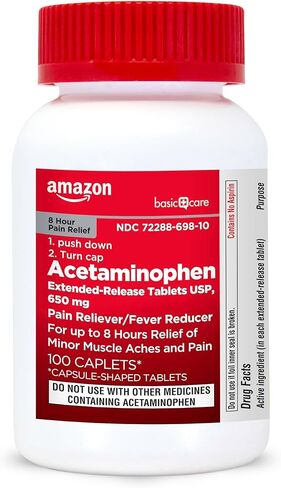 أقراص أمازون بيسك كير أسيتامينوفين ممتدة المفعول، 650 مجم، آلام التهاب المفاصل، 400 قرص in Kuwait