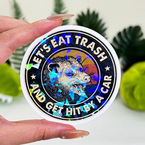 3Pcs Let Eat Trash and Get Hit by A Car Sticker Funny Meme Possum Raccoon Screaming Decal Mental Health Let's Eat Trash and Get Hit by Car Stickers for Laptop Bottle Phone Hard Hat Helmet 3" (L1) in Kuwait
