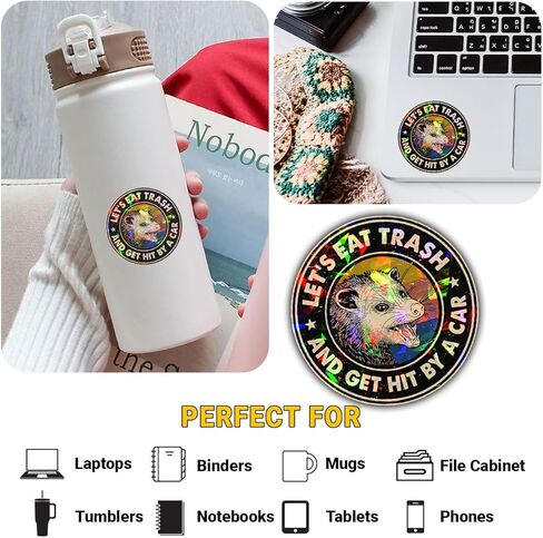3Pcs Let Eat Trash and Get Hit by A Car Sticker Funny Meme Possum Raccoon Screaming Decal Mental Health Let's Eat Trash and Get Hit by Car Stickers for Laptop Bottle Phone Hard Hat Helmet 3" (L1) in Kuwait