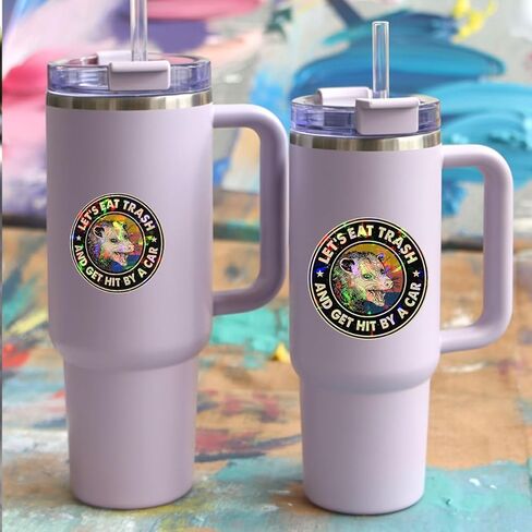 3Pcs Let Eat Trash and Get Hit by A Car Sticker Funny Meme Possum Raccoon Screaming Decal Mental Health Let's Eat Trash and Get Hit by Car Stickers for Laptop Bottle Phone Hard Hat Helmet 3" (L1) in Kuwait