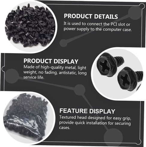 Vaguelly 100pcs Black Pci Slot Screws Fasteners for Computer Cases for Hardware Installation and Repairs Textured for Easy Securing in Saudi Arabia