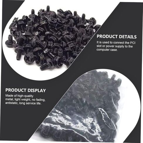 Vaguelly 100pcs Black Pci Slot Screws Fasteners for Computer Cases for Hardware Installation and Repairs Textured for Easy Securing in Saudi Arabia