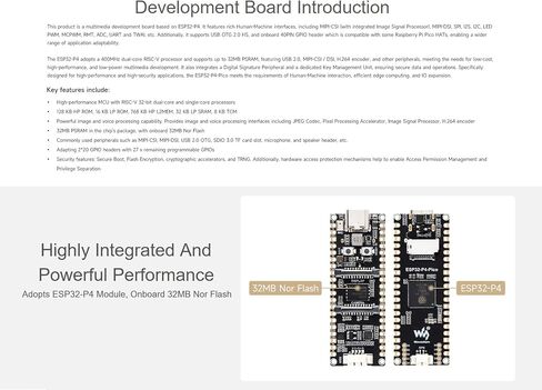 تتبنى لوحة تطوير PICO ESP32-P4 ، وحدة ESP32-P4 ، مع معالجات RISC-V ثنائية النواة ووحدة واحدة ، تتميز MIPI-CSI/DSI ، الميكروفون على متن الطائرة ، رأس مكبر الصوت ، USB 2.0 ، إلخ. in Saudi Arabia