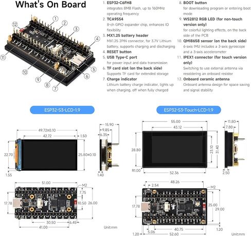 Waveshare ESP32-C6 1.9 بوصة لوحة تطوير ، 170 × 320 بكسل ، 262 كيلو ألوان ، 160 ميجا هرتز RISC-V معالج أحادي النواة ، WiFi 6 & Bluetooth ، دعم 90 درجة دوران ، مع وظيفة اللمس in Saudi Arabia