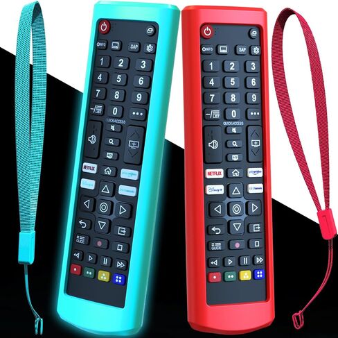 2Pack Case لـ LG TV Remote ، غطاء للتحكم عن بُعد LG للتلفزيون الذكي ، وتوهج الجلد البديل للبطارية باللون الأخضر والأزرق الداكن in Kuwait