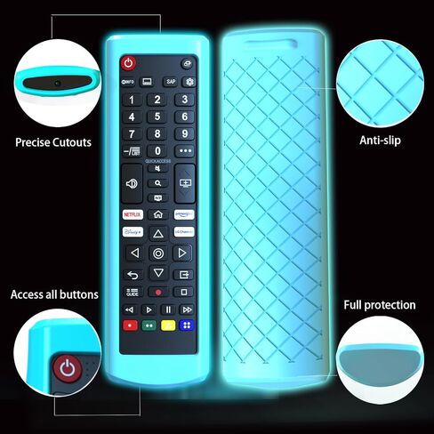 2Pack Case لـ LG TV Remote ، غطاء للتحكم عن بُعد LG للتلفزيون الذكي ، وتوهج الجلد البديل للبطارية باللون الأخضر والأزرق الداكن in Kuwait