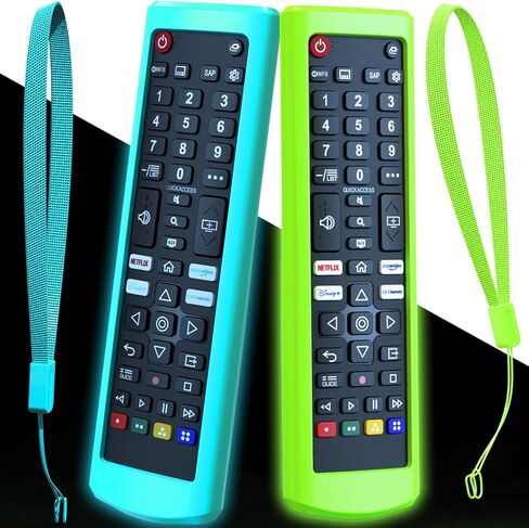 2Pack Case لـ LG TV Remote ، غطاء للتحكم عن بُعد LG للتلفزيون الذكي ، وتوهج الجلد البديل للبطارية باللون الأخضر والأزرق الداكن in Kuwait