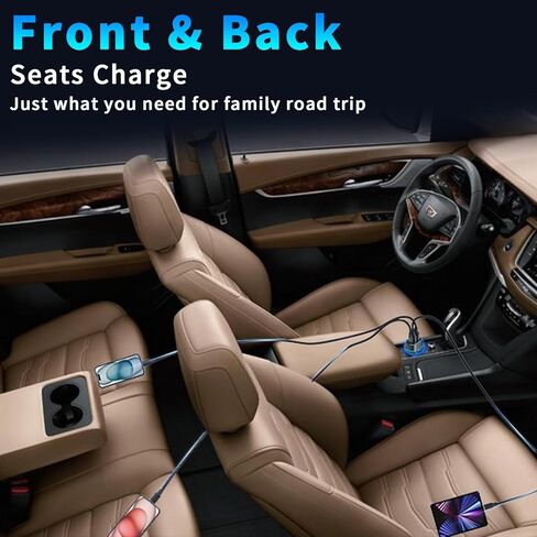 105W USB C Car Charger Adapter 3 Port Super Fast Charging, BAOYUANDA PD3.0 PPS 45W + QC 35W Cigarette Lighter Car USB Charger Multi Port for iPhone 15 14 Max Samsung Galaxy iPad MacBook Pro Air in Kuwait