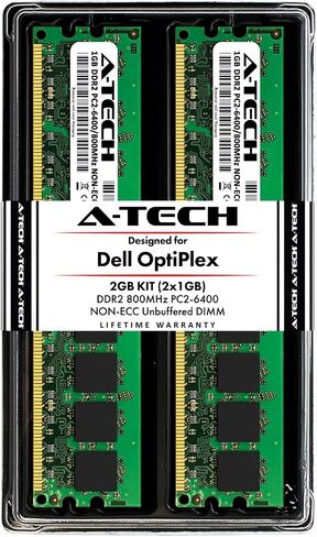 A-Tech 2GB (2x 1GB) مجموعة ذاكرة RAM لـ Dell Optiplex 960 ، 760 ، 755 ، 745 ، 740 ، 360 ، 330 ، 160 ، (MT ، DT ، SFF ، USFF)-DDR2 800MHz PC2-6400 NONCC DIMM Modules in Kuwait