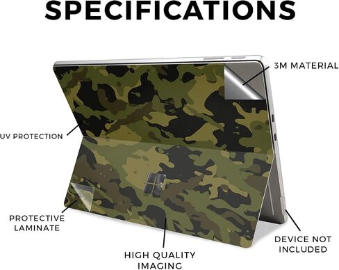 Tablet Skin Compatible with Microsoft Surface Pro 11 (2024) - Green Camouflage - Premium 3M Vinyl Protective Wrap Decal Cover - Easy to Apply | Crafted in The USA by MightySkins in Saudi Arabia