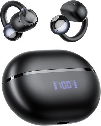Open Ear Headphones, NC1 Open-Ear Earbuds, Bluetooth 5.4 Clip On Earbuds with 11mm Drivers, LED Display, App Control, Clip On Headphones with AI Noise Cancelling, Dual Connection, IPX4, 20H in Saudi Arabia