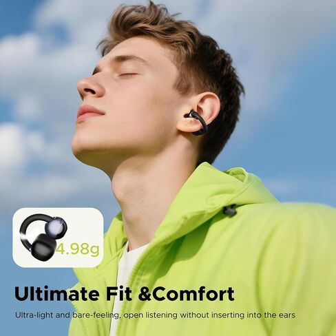 Open Ear Headphones, NC1 Open-Ear Earbuds, Bluetooth 5.4 Clip On Earbuds with 11mm Drivers, LED Display, App Control, Clip On Headphones with AI Noise Cancelling, Dual Connection, IPX4, 20H in Saudi Arabia