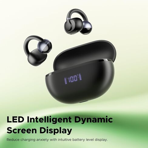 Open Ear Headphones, NC1 Open-Ear Earbuds, Bluetooth 5.4 Clip On Earbuds with 11mm Drivers, LED Display, App Control, Clip On Headphones with AI Noise Cancelling, Dual Connection, IPX4, 20H in Saudi Arabia