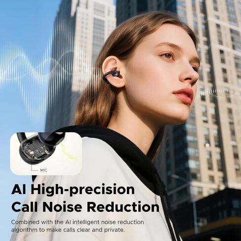 Open Ear Headphones, NC1 Open-Ear Earbuds, Bluetooth 5.4 Clip On Earbuds with 11mm Drivers, LED Display, App Control, Clip On Headphones with AI Noise Cancelling, Dual Connection, IPX4, 20H in Saudi Arabia