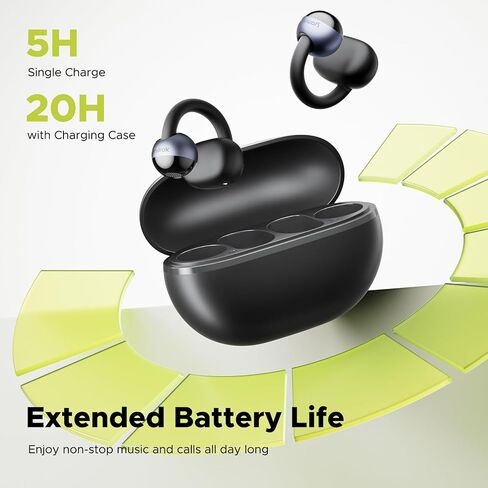 Open Ear Headphones, NC1 Open-Ear Earbuds, Bluetooth 5.4 Clip On Earbuds with 11mm Drivers, LED Display, App Control, Clip On Headphones with AI Noise Cancelling, Dual Connection, IPX4, 20H in Saudi Arabia