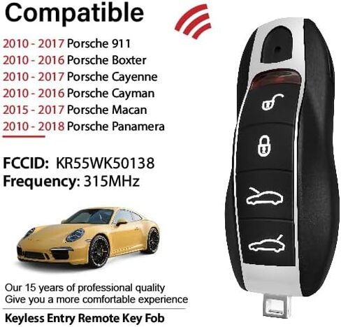 استبدال لعام 2015 2015 2017 2018 Porsche 911 Boxster Cayenne Cayman Macan Panamera Key FOB التحكم عن بعد KR55WK50138 4 أزرار 315MHz in Saudi Arabia