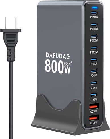 800W USB C Charger ، 140W GAN ACRGER ، 10-PORT 100W/65W محطة شحن سريعة متوافقة مع MacBook Pro 16 ، HP ، ASUS ASUS ، iPad ، iPhone 16 Pro Max/15 ، Samsung Galaxy S24/S23 ، Steam Deck وأكثر من ذلك in Saudi Arabia