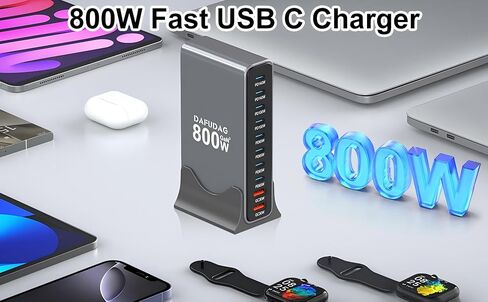 800W USB C Charger ، 140W GAN ACRGER ، 10-PORT 100W/65W محطة شحن سريعة متوافقة مع MacBook Pro 16 ، HP ، ASUS ASUS ، iPad ، iPhone 16 Pro Max/15 ، Samsung Galaxy S24/S23 ، Steam Deck وأكثر من ذلك in Saudi Arabia