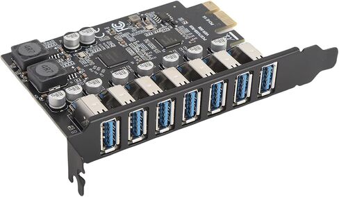 7 منافذ بطاقة توسيع USB 3.0 PCIE ، نقل بيانات 5 جيجابت في الثانية ، تقنية UASP ، على الوقاية الحالية ، تبديد الحرارة ، متوافق مع 10 11 in Kuwait