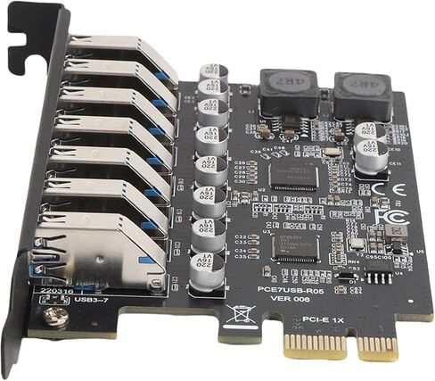 7 منافذ بطاقة توسيع USB 3.0 PCIE ، نقل بيانات 5 جيجابت في الثانية ، تقنية UASP ، على الوقاية الحالية ، تبديد الحرارة ، متوافق مع 10 11 in Kuwait