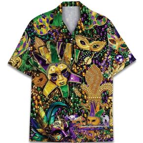 Colorful Bowling Hawaiian Shirt for Men Women, Casual Short Sleeve Button Up Hawaiian Shirt for Adults