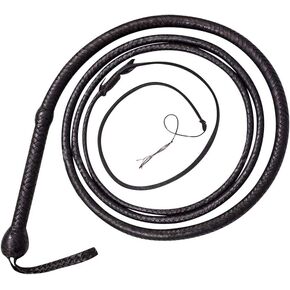 Bull Whip 04 to 16 Feet 16 Plaits Genuine Cow Hide Leather Whip Equestrian Bullwhip Black Color