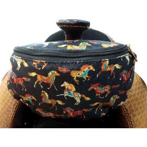 Showman Tribal Running Horse Print Insulated Nylon Saddle Pouch
