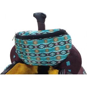 Showman Teal Southwest Design Insulated Nylon Saddle Pouch in Kuwait