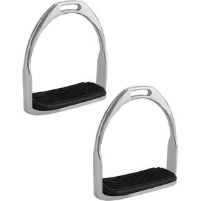 QWORK Horse Riding Stirrups, Hose Saddle, Safety Stirrup, Stainless Steel English Riding Protection Saddle, Knee Ankle Stress Pain Relief, 1 Pair