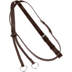 HORZE Adjustable Leather Running Martingale | Rubber Stopper Included - Dark Brown - Cob