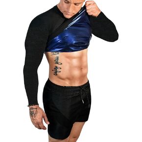 Sauna Shirt for Men Long Sleeve Sauna Suit Sweat Compression Top Weight Loss Body Shaper for Workout Sports