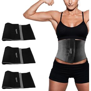[3 Pack] Waist Trimmer for Women & Men, Stomach Slimmer Belt Sweat Band for High-Intensity Training, Sauna Ab Back Support