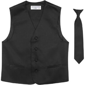 BOY'S Dress Vest & NeckTie Solid PINK Color Neck Tie Set
