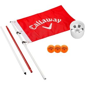 Callaway Golf Flagstick & Cup Set, 7' Nylon Flag, 3 Soft-Flight Balls