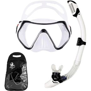 Snorkeling Gear for Adults,Anti-Fog Panoramic View Swim Mask Dry Top Snorkel Kit,Snorkel Mask Set for Snorkeling Scuba Diving Swimming Travel with Carry Bag