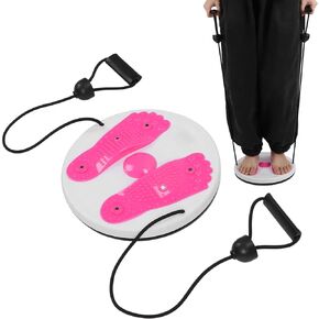 Ab Twist Board for Exercise, Twisting Waist Disc with Pull Rope, Multifunction Home Fitness Foot Massage, and Rotating Non-Slip Safety Platform, Red