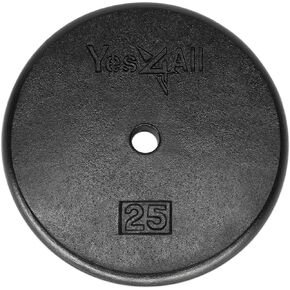 Yes4All Standard 1" Cast Iron Weight Plate - Ideal for Strength Training - Multiple Weight: 5LB to 25LB (Single & Set of 4)